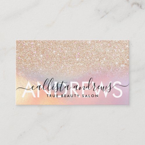 Trendy Gold Holographic Ombre Makeup Hair Salon Business Card