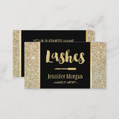 Trendy Gold Lashes Glitter Sparkles Makeup Artist Business Card (Front/Back)