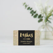 Trendy Gold Lashes Glitter Sparkles Makeup Artist Business Card (Standing Front)