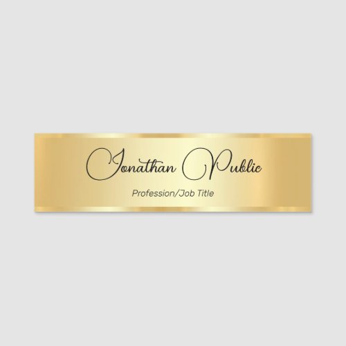 Trendy Gold Look Custom Typography Template Name Tag