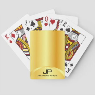 Trendy Gold Look Elegant Modern Monogram Template Poker Cards