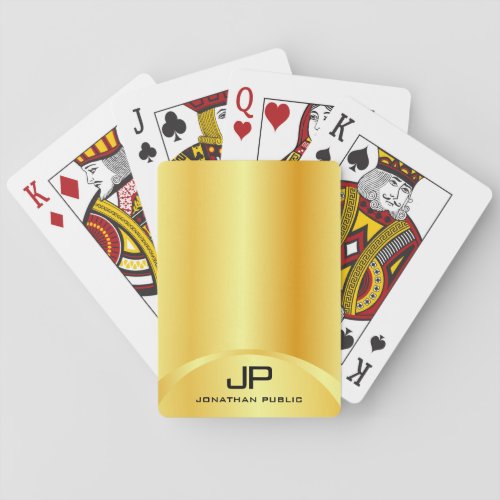 Trendy Gold Look Elegant Modern Monogram Template Poker Cards