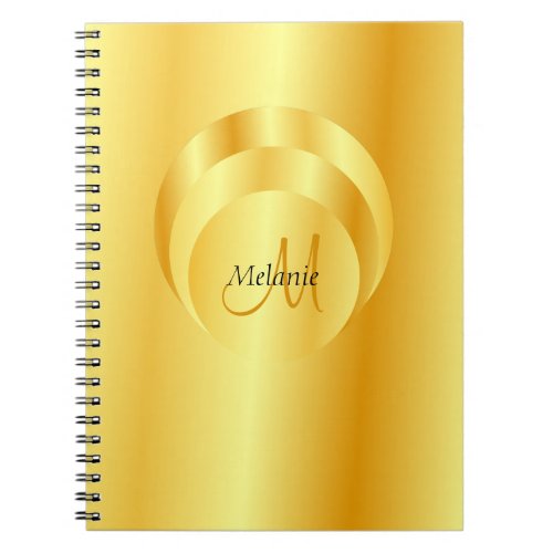 Trendy Gold Look Elegant Monogram Template Notebook