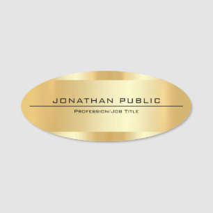 Trendy Gold Look Modern Elegant Glamour Template Name Tag