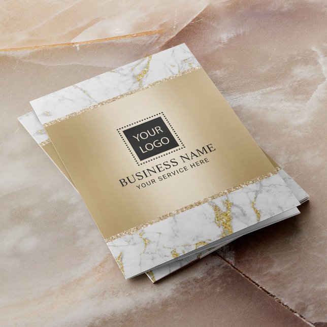 Trendy Gold Marble Modern Custom Logo Pocket Folder (Creator Uploaded)