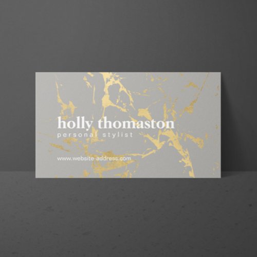 Trendy Gold Marble Pattern on Gray Designer Business Card