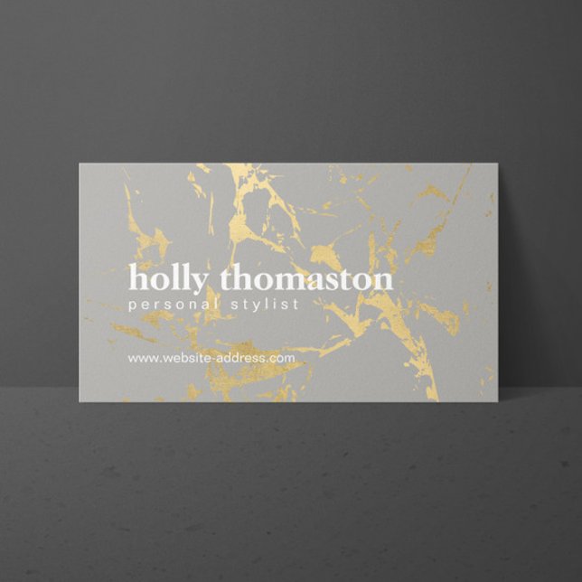 Trendy Gold Marble Pattern on Gray Designer Business Card (Creator Uploaded)