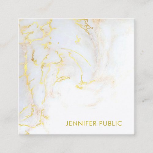 Trendy Gold Marble Template Elegant Golden Modern Square Business Card