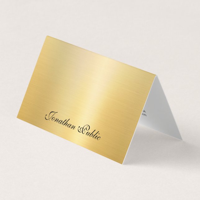 Trendy Gold Modern Calligraphy Name Template Chic Business Card (Front)