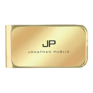 Trendy Gold Modern Elegant Monogram Template Finish Money Clip