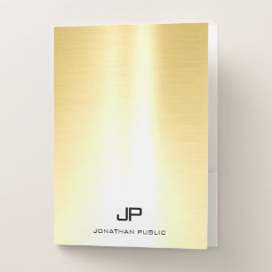 Trendy Gold Modern Monogram Chic Template Office Pocket Folder