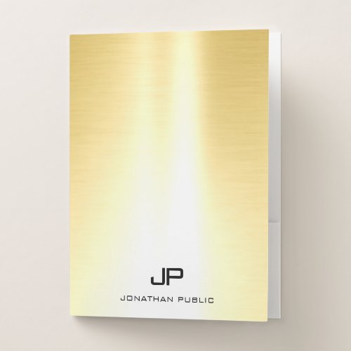 Trendy Gold Modern Monogram Chic Template Office Pocket Folder
