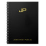 Trendy Gold Monogram Black Template Professional Notebook