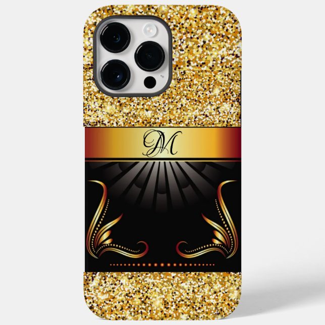 Trendy Gold Monogram I phone 14 Pro Max case (Back)