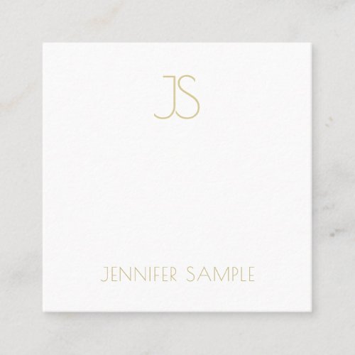 Trendy Gold Monogrammed Modern Simple Plain Luxe Square Business Card
