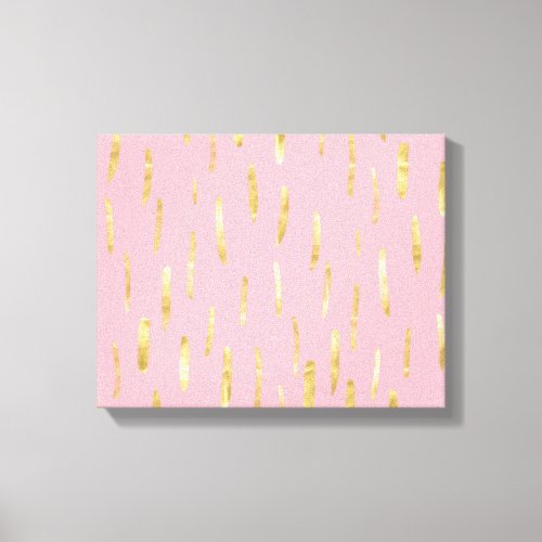 Trendy Gold Paint Strokes Pink Canvas Print