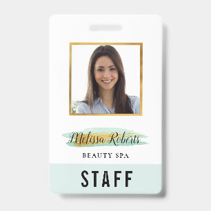 trendy gold personalized photo business ID Badge