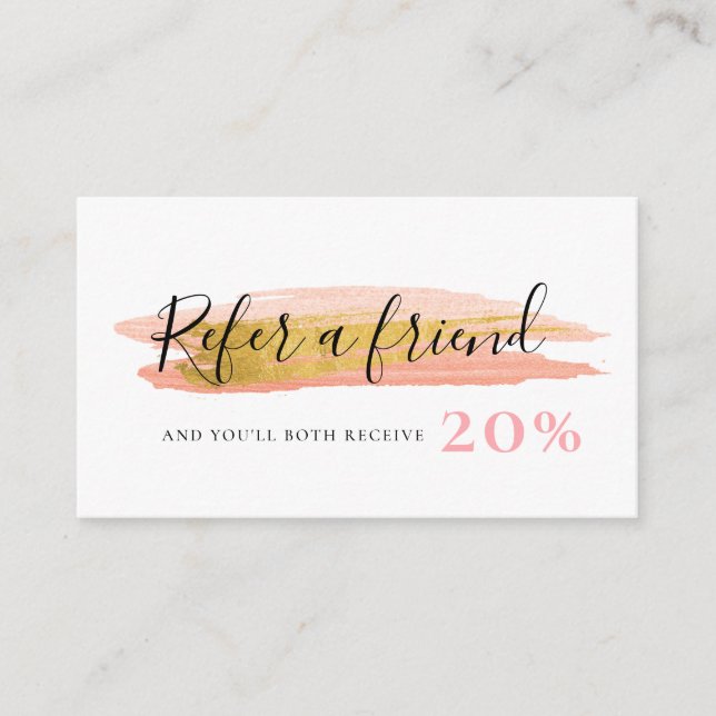 trendy gold & pink referral card (Front)