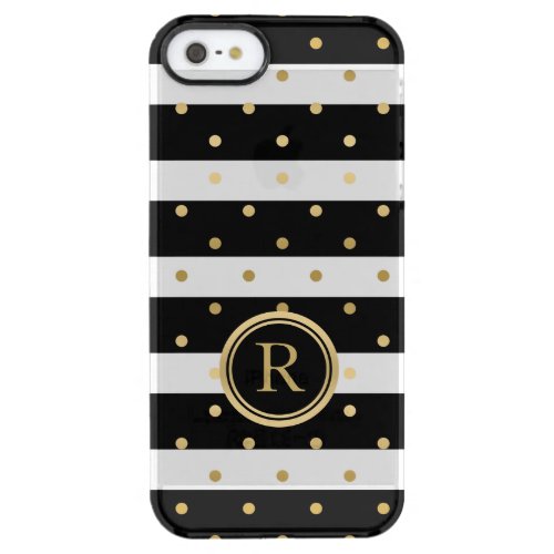 Trendy Gold Polka Dots  Black  White Stripes Clear iPhone SE55s Case