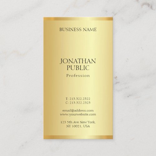 Trendy Gold Professional Modern Elegant Simple Business Card