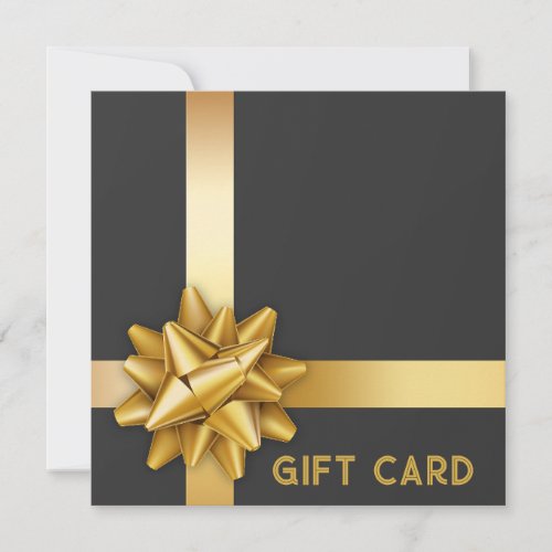 Trendy Gold Satin Ribbon Gift Bow Black Gift Card