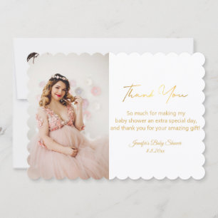  trendy gold script thank you baby shower photo  note card