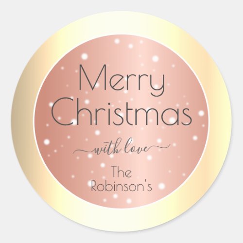 Trendy Gold Shimmer Effect Elegant Christmas Style Classic Round Sticker