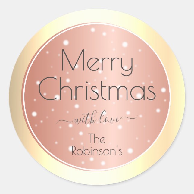 Trendy Gold Shimmer Effect Elegant Christmas Style Classic Round Sticker (Front)