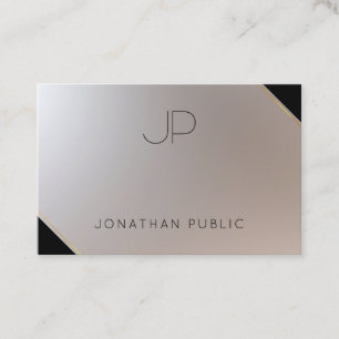Trendy Gold Silver Elegant Monogrammed Modern Business Card