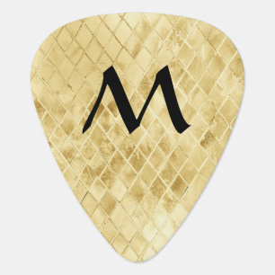 Trendy  Gold Sparkle Glam Stylish Monogrammed Guitar Pick