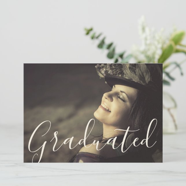 Trendy Gold Sparkling Graduated Photo Graduation Card (Standing Front)