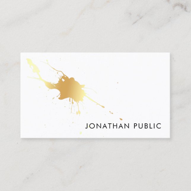 Trendy Gold Splash Modern Professional Elegant Business Card (Front)