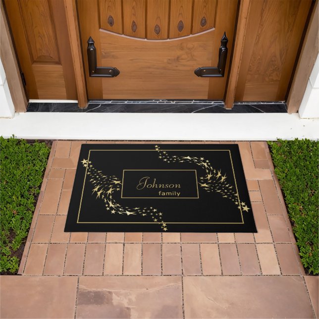 Trendy Gold Stars Monogrammed Doormat (Outdoor)