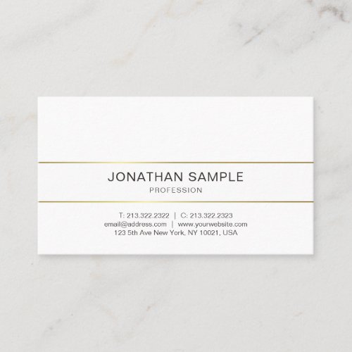 Trendy Gold Striped Elegant Minimalistic Design Business Card