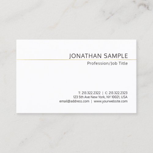 Trendy Gold Striped Simple Plain Luxury Modern Business Card