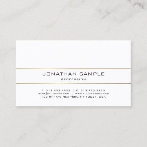 Trendy Gold Stripes Chic Plain Minimalist Design Business Card