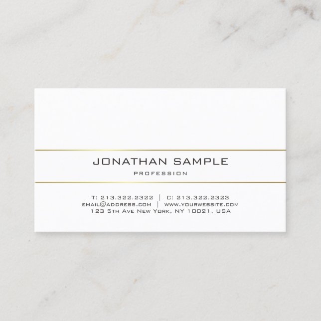 Trendy Gold Stripes Chic Plain Minimalist Design Business Card (Front)
