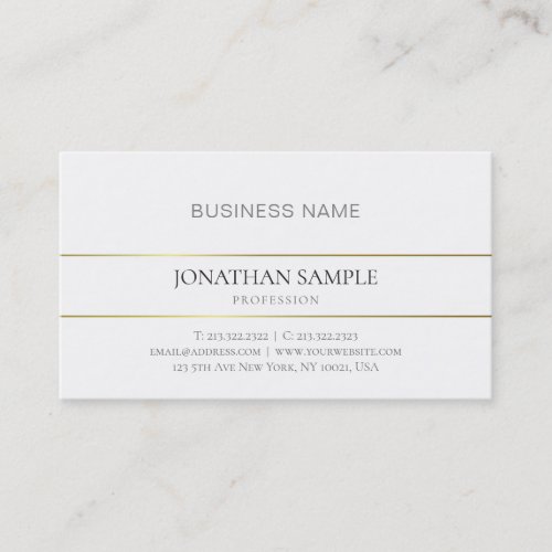 Trendy Gold Stylish Plain Simple Company Modern Business Card