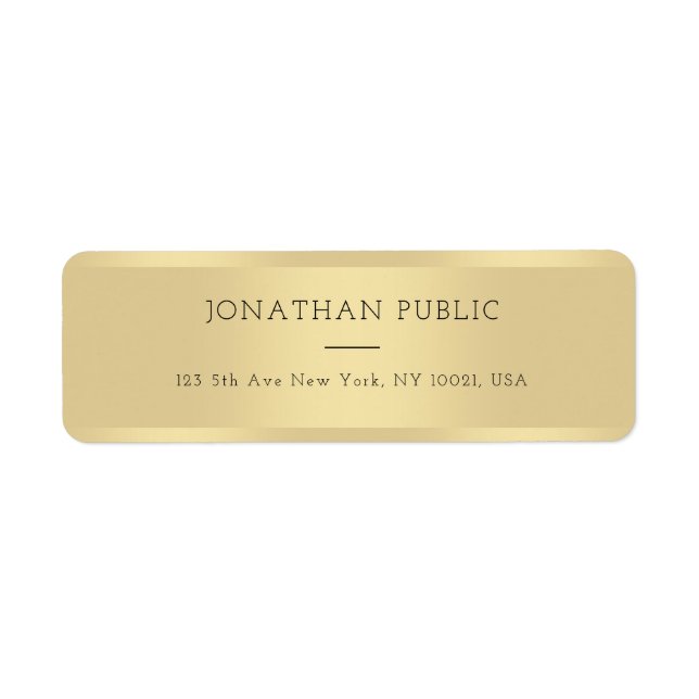 Trendy Gold Template Elegant Modern Minimalist Label (Front)