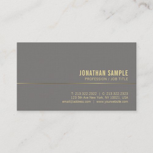 Trendy Gold Text Chic Professional Design Deluxe Business Card