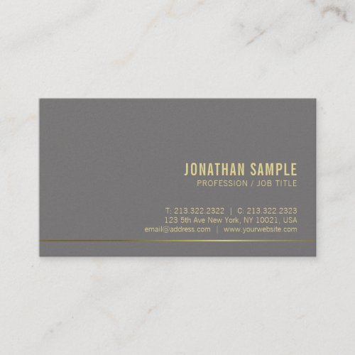 Trendy Gold Text Elegant Design Modern Plain Luxe Business Card
