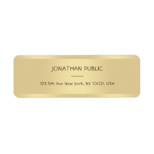 Trendy Gold Text Font Name Modern Return Address Label