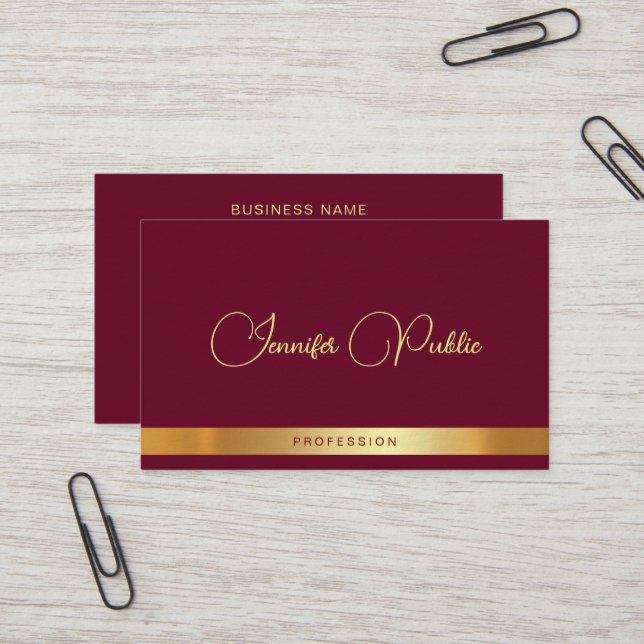 Trendy Gold Text Typography Premium Thick Luxury Business Card (Front/Back In Situ)