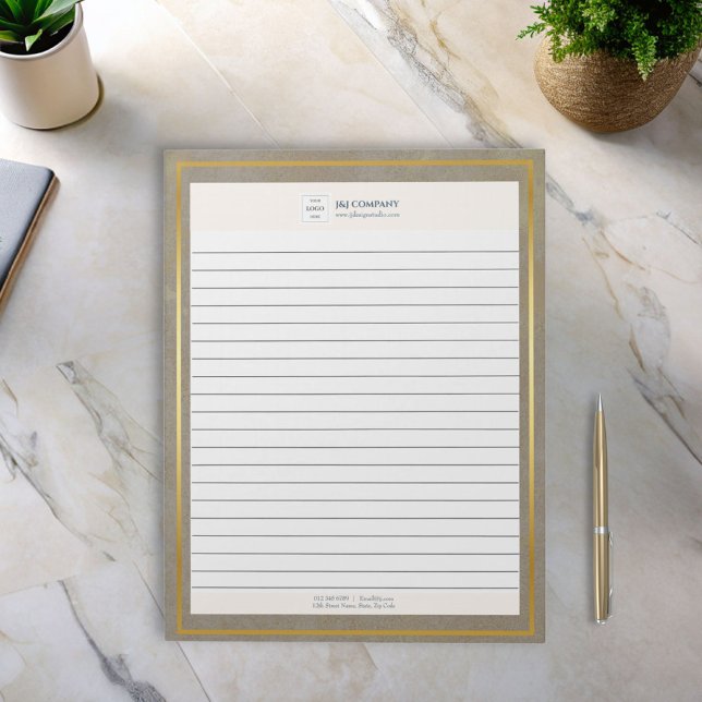 Trendy Gold Texture Logo Lined Notepad (Creator Uploaded)
