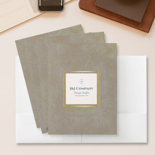 Trendy Gold Texture Logo Pocket Folder