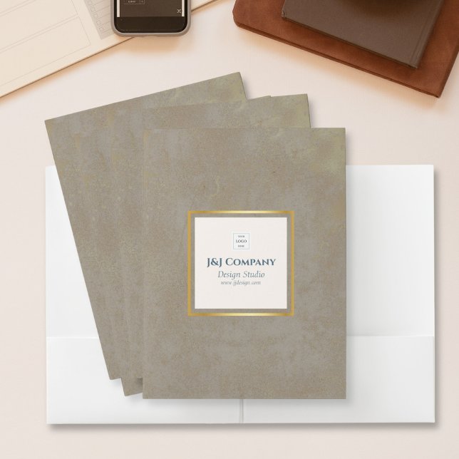 Trendy Gold Texture Logo Pocket Folder (Creator Uploaded)