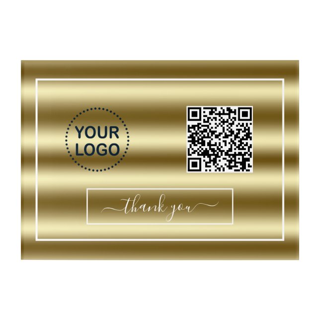 Trendy Gold Waves QR Code Your Logo    Acrylic Print (Front)