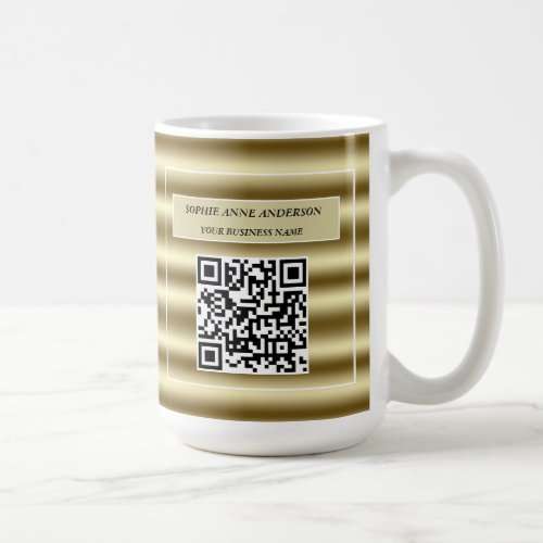 Trendy Gold Waves QR Code Your Logo Here Coffee Mug