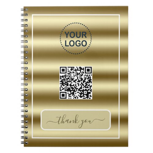 Trendy Gold Waves QR Code Your Logo Here Notebook