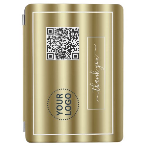 Trendy Gold Waves QR Code Your Logo    iPad Air Cover